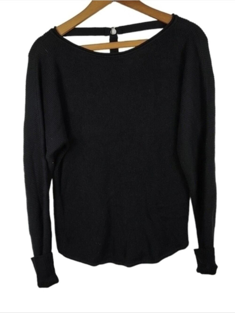 New York & Company Black Ribbed Knit Sweater Small